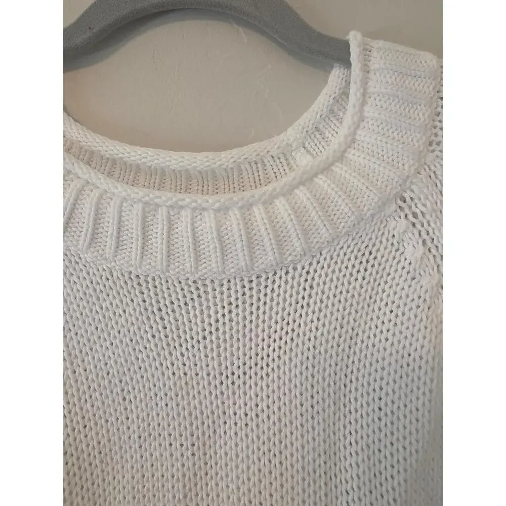 Lilly Pulitzer White Cotton Chunky Knit Pullover Sweater Large